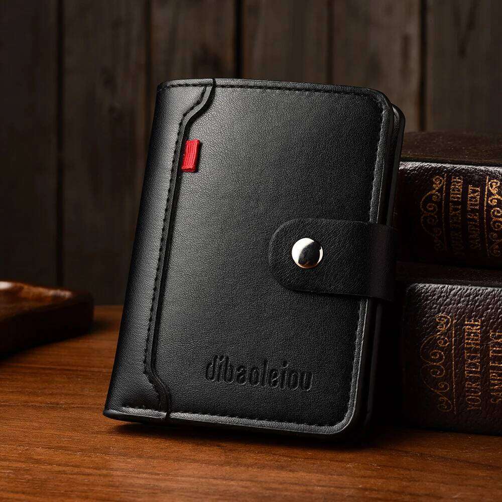 Mini Credit Card Holder Wallet for Men High-Quality Ultra-Thin Soft Leather with Button Closure C260304