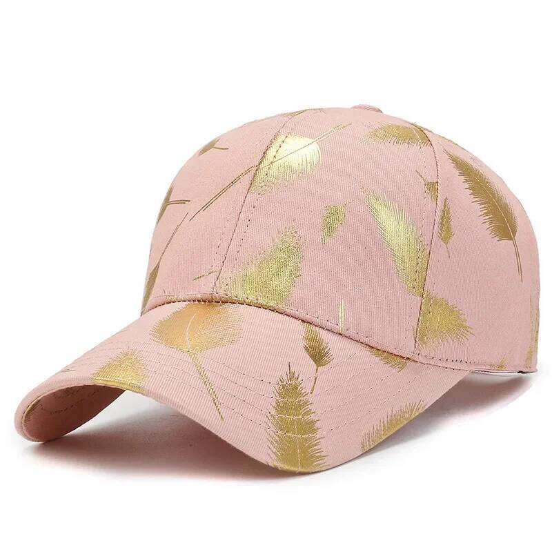 Golden feather printed youth baseball cap with adjustable outdoor casual sports sun protection and trendy duck tongue hat Y260304