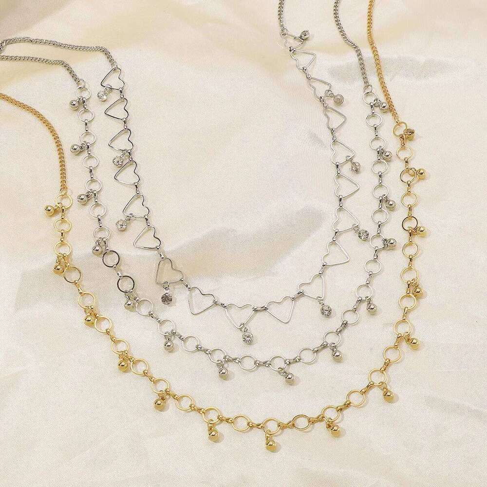 Sexy Vintage Belly Heart Crystal Pendant Waist Chain Beads Belt Streetwear Summer Women Fashion Body Jewelry S260304