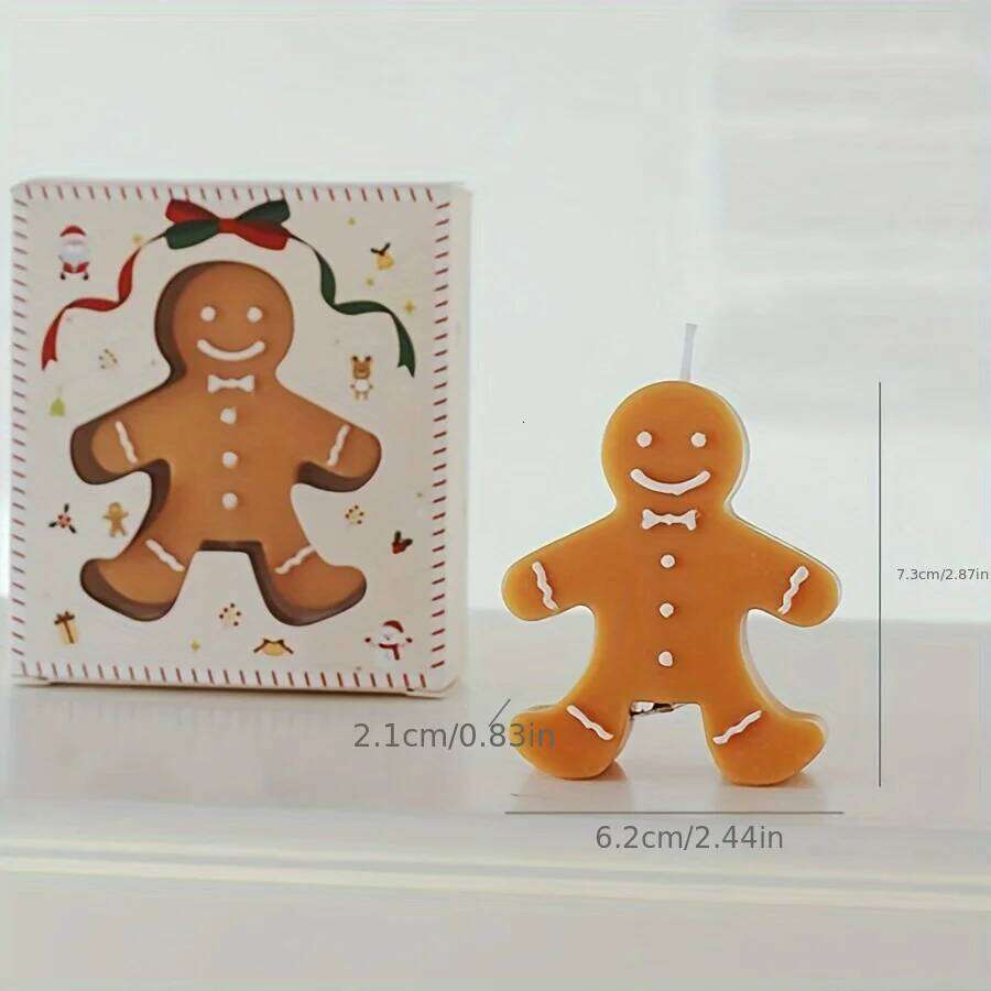 1pc Gingerbread Man Aromatherapy Coffee Milk Shape Wax Christmas Gift Fragrance Candle W260304 W260305