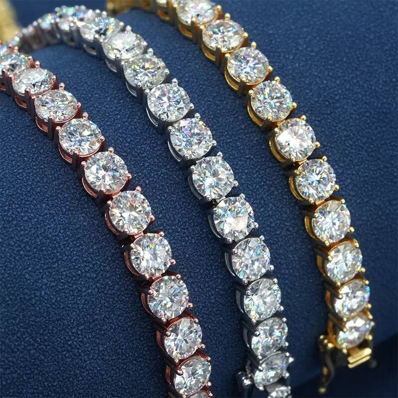 New European American Style 5mm Single Stone Hip Hop Tennis Chain 925 Silver Rose Gold Plated Childrens Anniversary Necklace