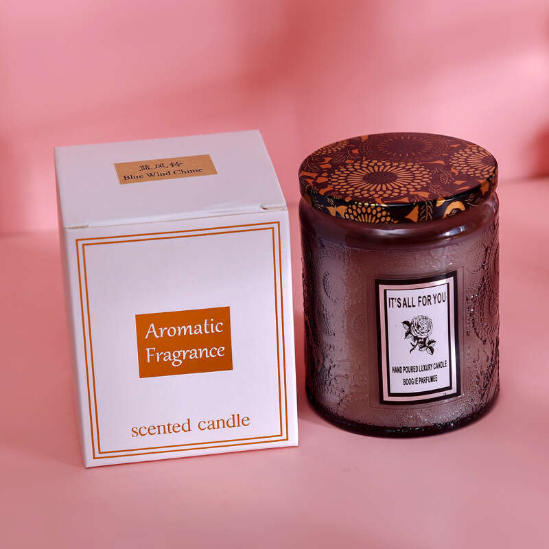 Cross-Border Large Embossed Glass Cup Souvenir Aromatherapy Wholesale Custom Creative Smokeless Fragrance Candle Ornament W260304 W260305