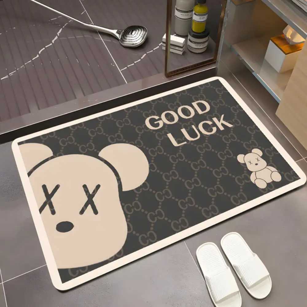 Diatomite Bear Bath Mat - Non-slip Quick-dry Water-absorbent Bathroom Floor Mat for Modern Home DecorT260305
