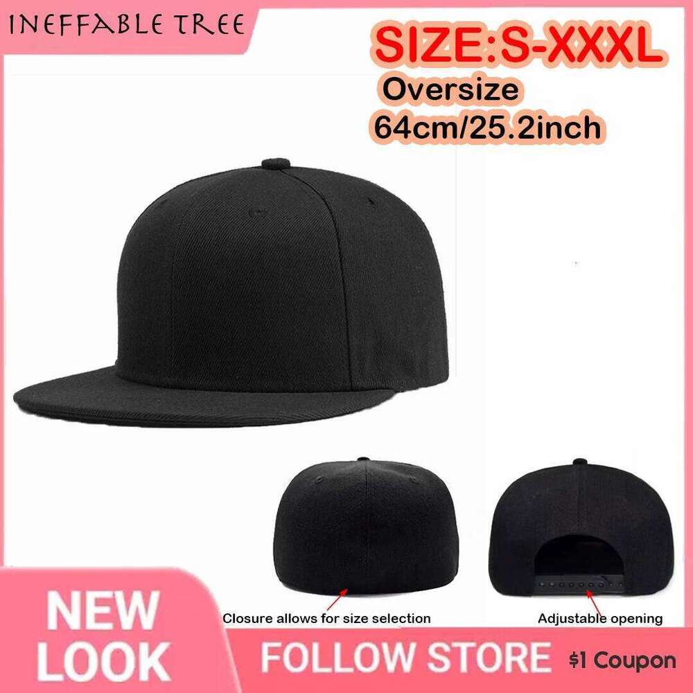 Enlarged Deepening XxxxL 65cm Full Closed Men Women Flat Brim Hip Hop Hat Fitted Size Summer Baseball Cap Snapback Y260304