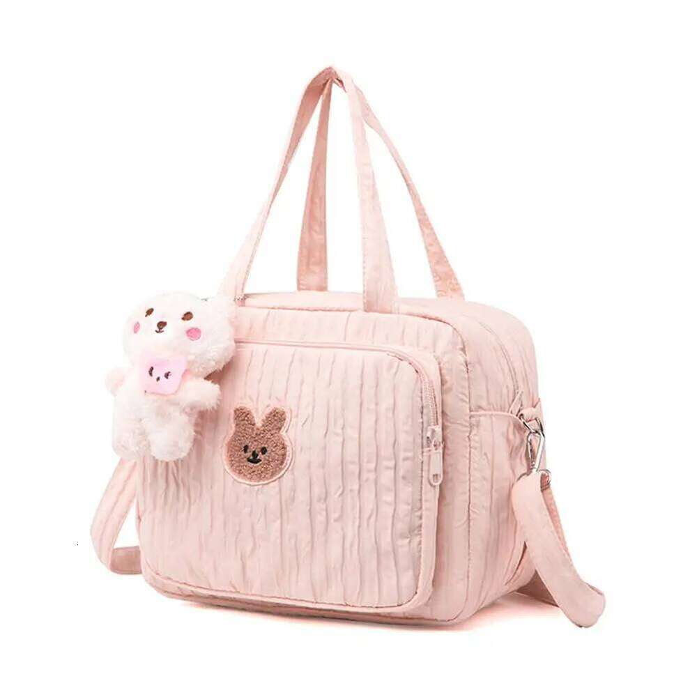 1pc Solid Color Baby Diaper Bags Organizer Maternity Animal Cartoon Portable Nylon Mom Travel Tote Bag with Pendant Z260304