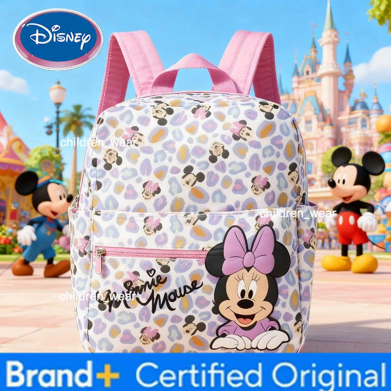 Disney 2025 New Cartoon Minnie Childrens Bag Baby Mickey Mouse Print Boy and Girl Backpack Student School Bag H260305