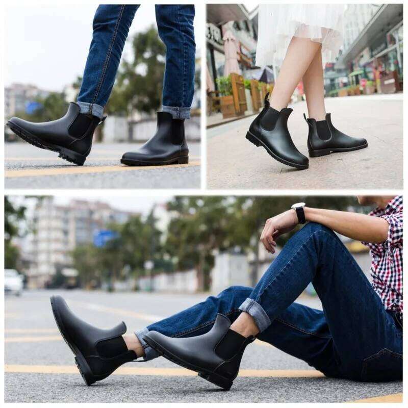 Kidmi Chelsea Rain For Women Men Outdoor Brown Waterproof Non-slip Short Ladies Comfort Leisure Daily Walking Boots