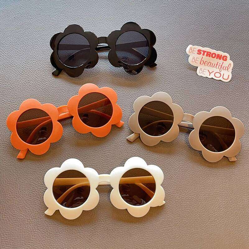 2024 New Children Cute Solid Color Flower UV400 Fashion Round Girls Boys Protection Sunglasses Kids Sun Glasses Z260305