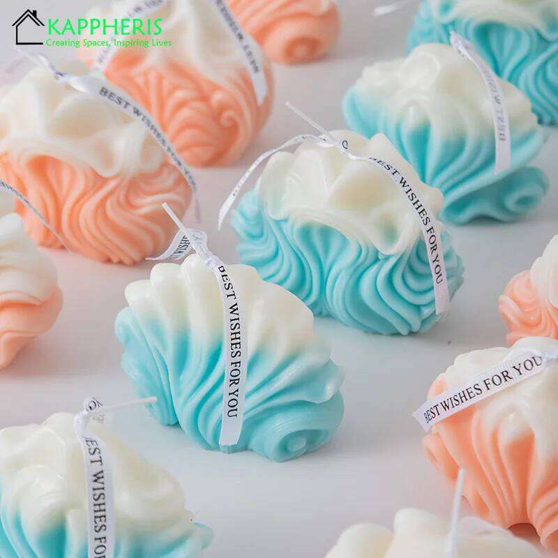 Blue Swirl Scented Home Decorative Personalized Smokeless Candles, Gift for Guests, Lot W260304 W260305