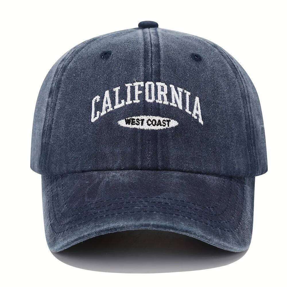 1PC Embroidered Baseball Cap On The West Coast Of California Vintage Style Pointed Lightweight Sun Resistant Sport Hat Y260304