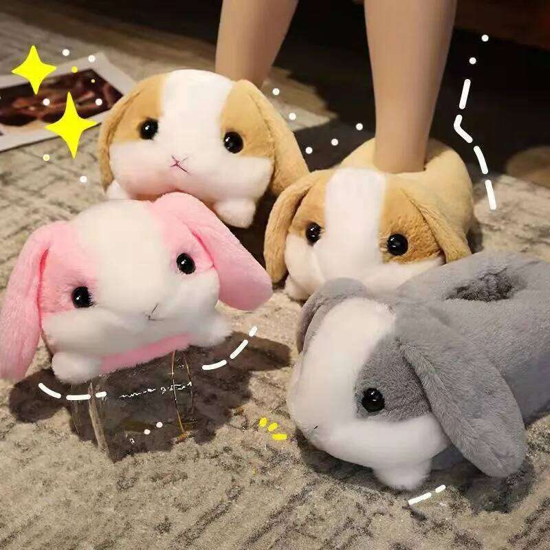 Funny Slippers Women Cute Rabbit Husky Shoes Indoor Home Warm Plush Soft Sole Girl Cartoon Hamster Flurry Winter Footwear