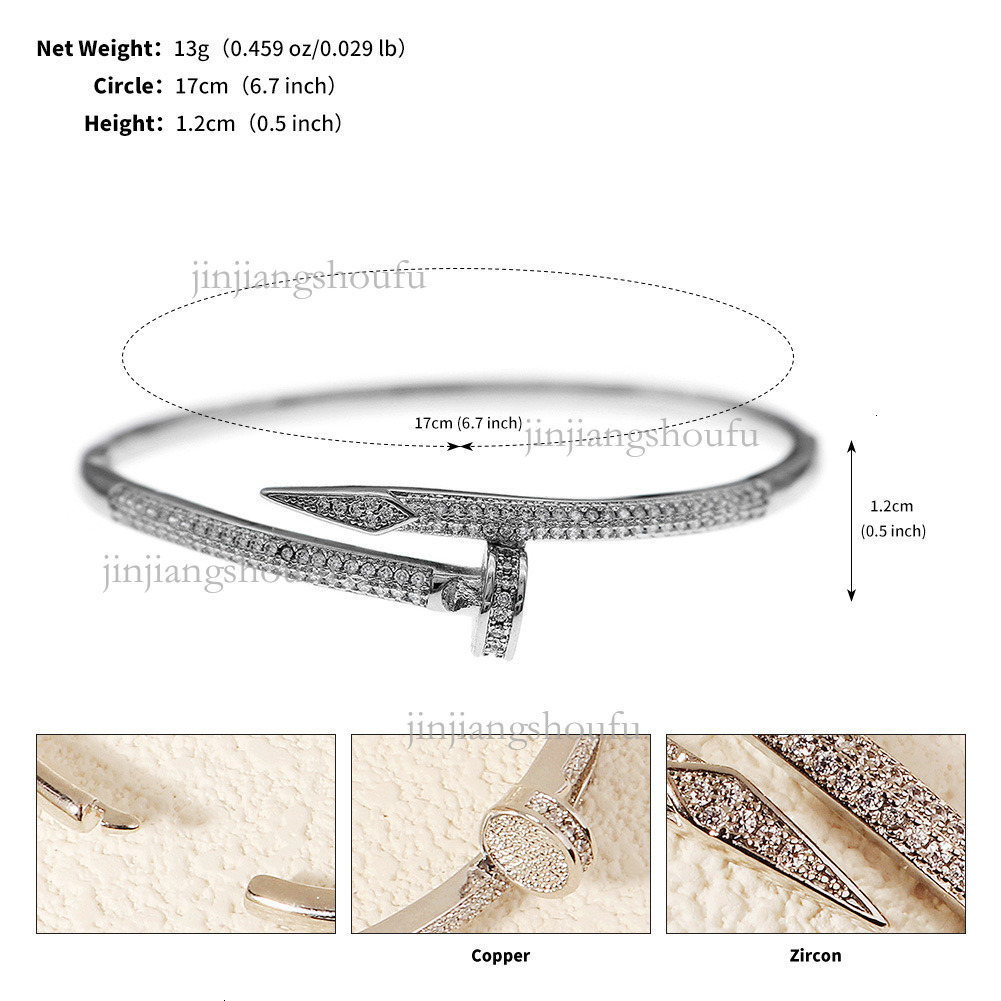 2026 Designer Bracelet Fashion Luxury Brand High-end Zircon Bracelet Wedding Banquet Party Accessories Diamond Studded Nail Opening Bracelet Women