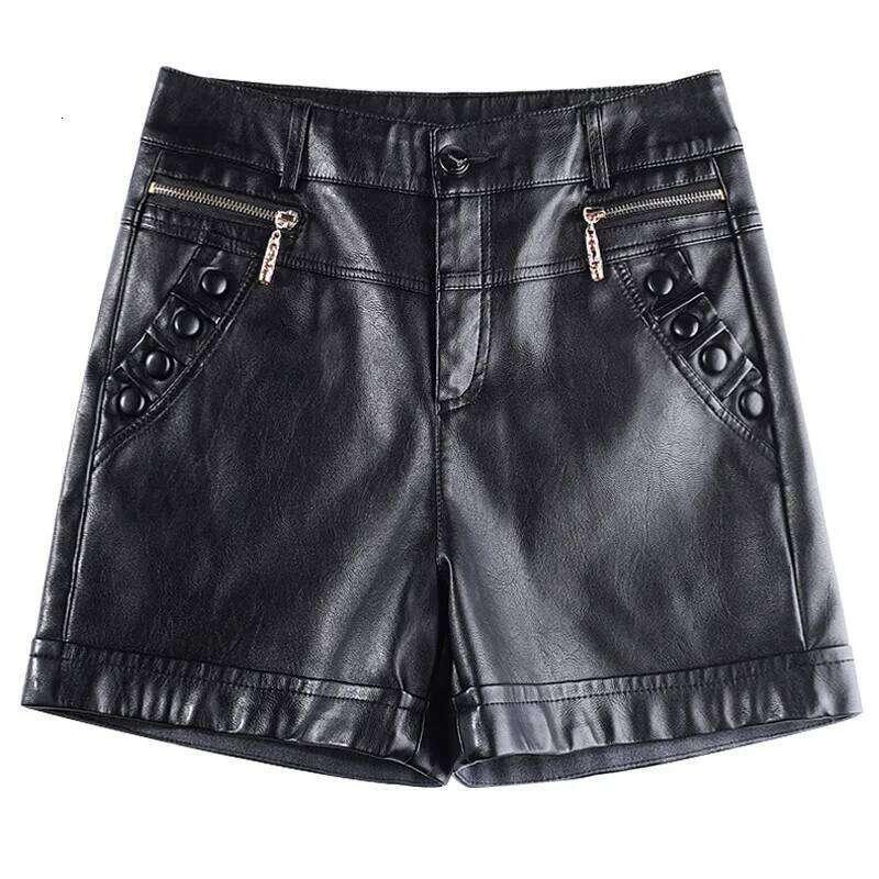 Leather Autumn Winter PU Sexy Casual Straight Slim High Waist Short Women Shorts Large Size XJ260305