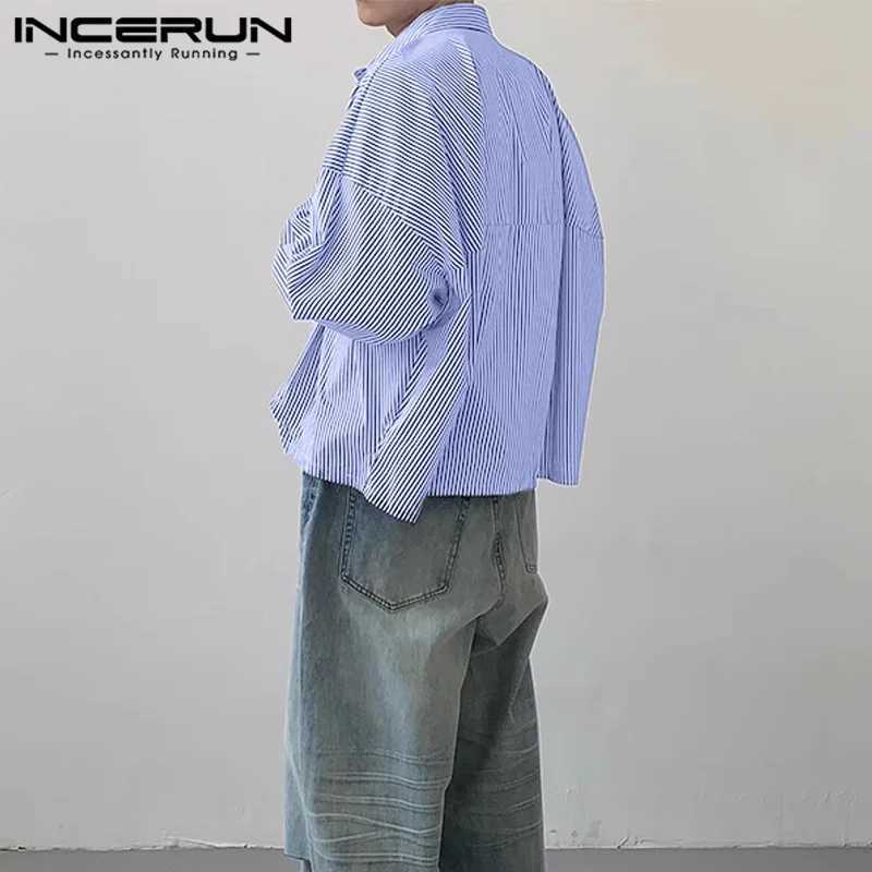 Men Striped Shirt Lapel Long SLeeve Loose Korean Style Men Clothing Streetwear 2024 Fashion Casual Male Shirts S-5XL M260305