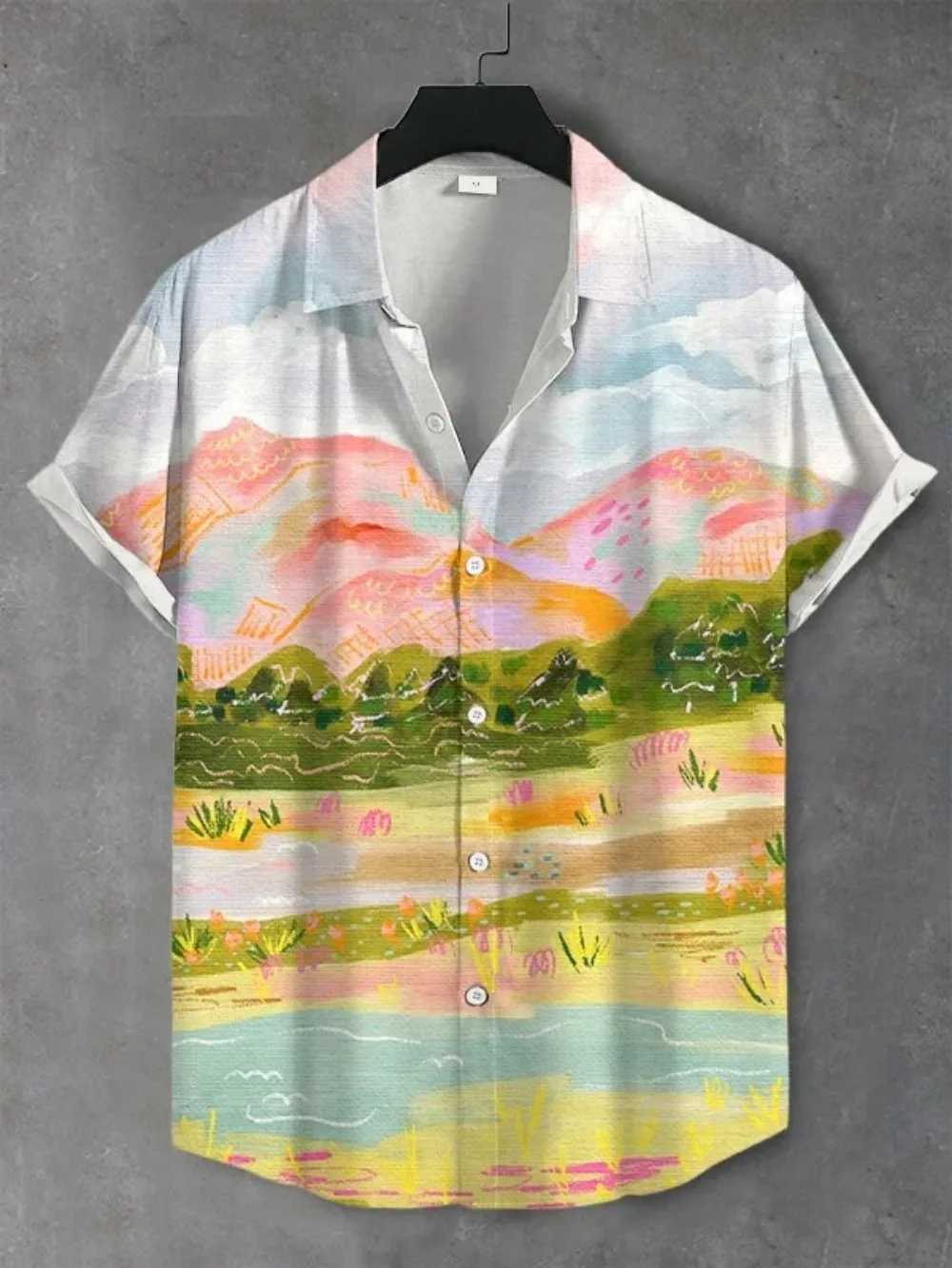 Mens Beautiful Graphics Shirts Fashion Short Sleeve Button Down Lapel Shirts For Summer Oversized Tops Casual Hawaiian Shirts M260305