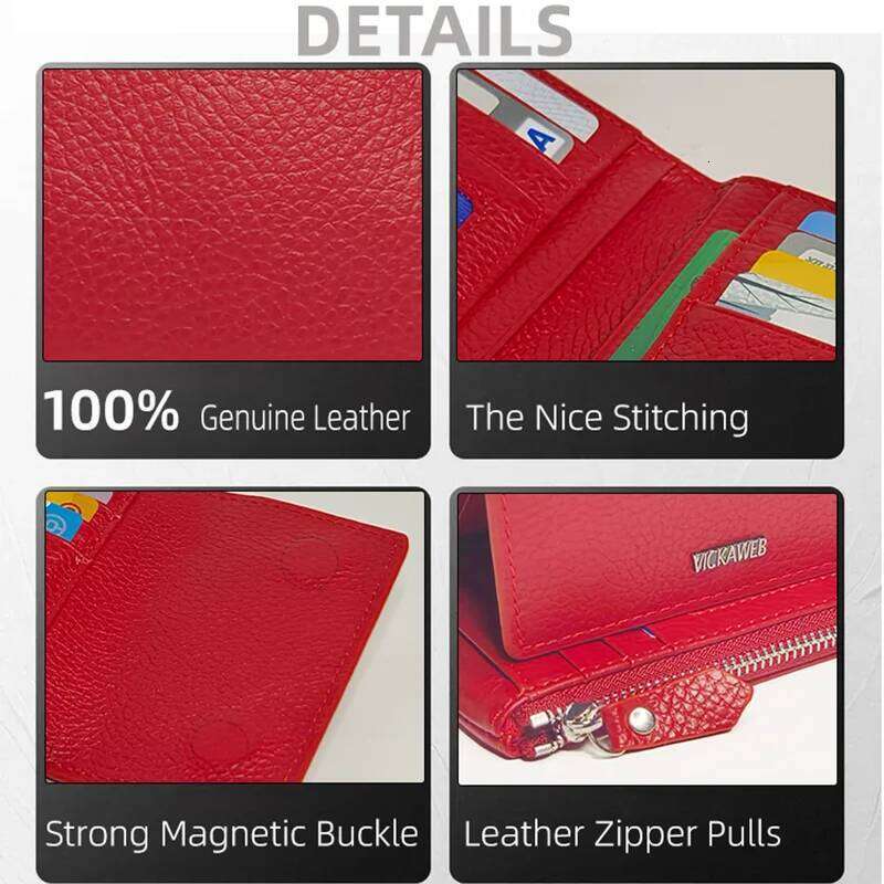 VICKAWEB Magnetic Women Short Genuine Leather Fashion Alligator Hasp Wallet Female Small Woman Wallets And Purses C260304