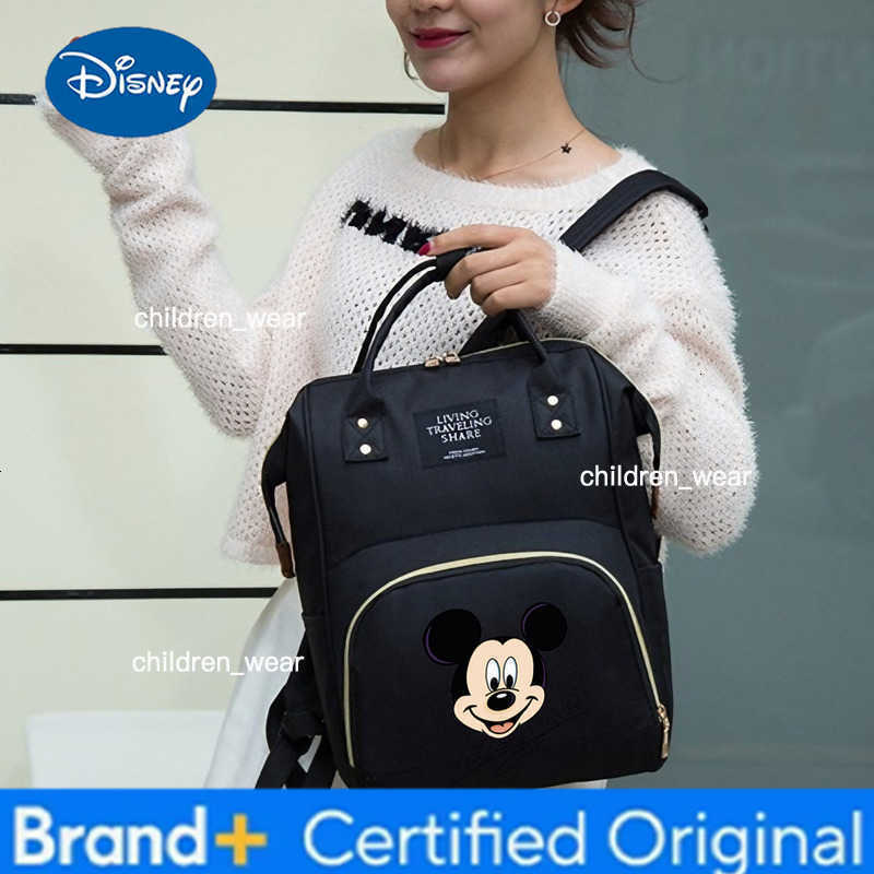 Disney New Stylish Backpack Large Capacity Childrens Backpack Cartoon Mickey Mouse Zippered Travel Bag Childrens Gift H260305