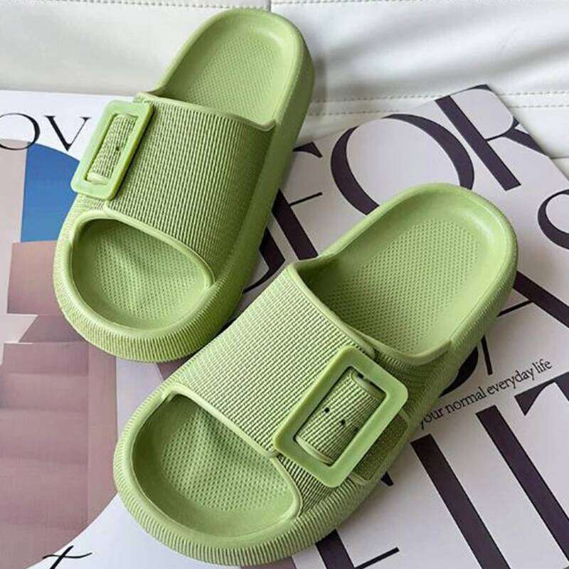 Kidmi Women's Summer Home New Thick-soled Single-Buckle Comfortable Bathroom Sole Couple EVA Slippers