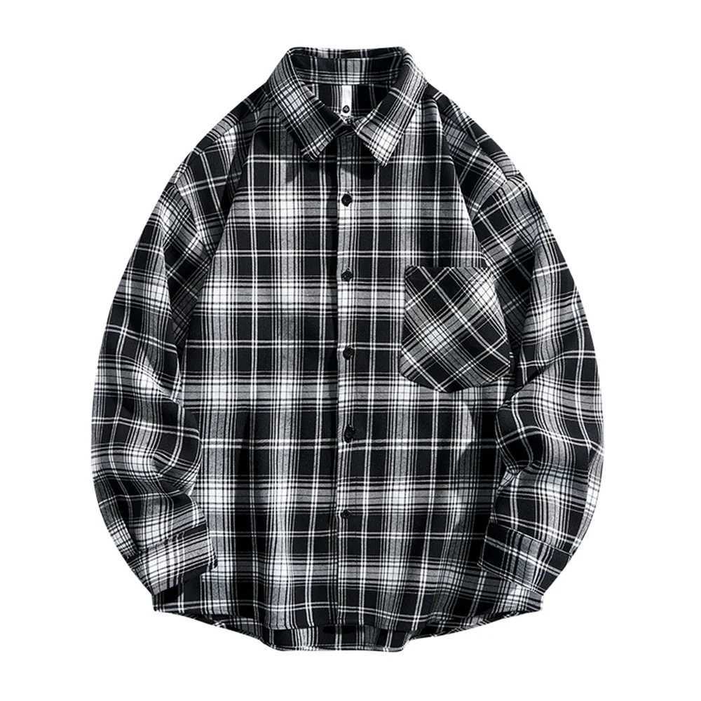 Mens Long-Sleeved Collared Check Shirt Spring/Autumn New Arrival Single-Breasted Design Trendy Jacket Fashionable Menswear M260305