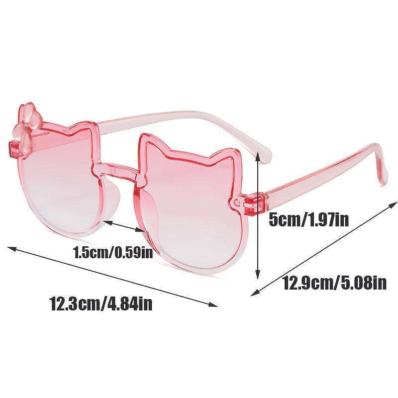 4PCS Children's Sunblock Cartoon Personality Cat Ear Decorative Girls Sunglasses Baby Sunshade Mirror Z260304