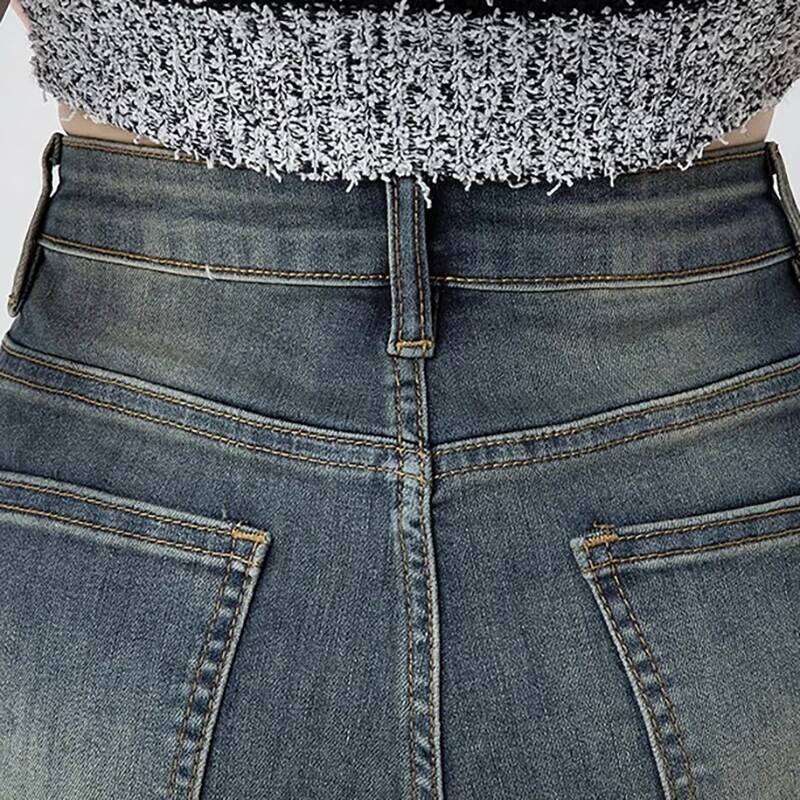 Korean Retro Denim Summer New Style Women'S High Waist Tight Elastic A-Line Super Shorts Spicy Hot Pants XJ260305