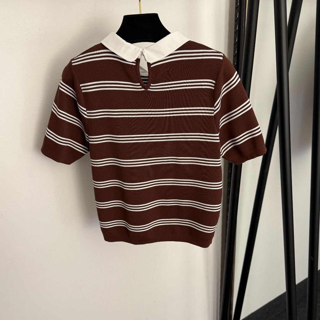 Women's Turn Down Collar Short Sleeve Polo Shirt Cropped Fit Breathable Lightweight Fine Knit Top with Back Keyhole Opening Ribbed Cuffs Soft Tex