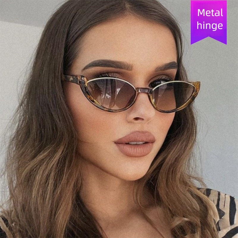 2026 New Retro Cat Eye Small Frame Sunglasses For Women, American And European Style Sunglasses Internet Celebrity Y2K Leopard Pattern Eyeframe