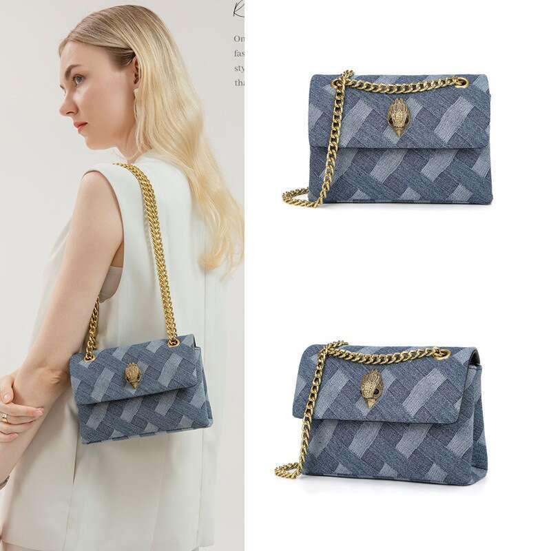 Cross Border European And American Eagle Head Women S Denim Chain Shoulder Crossbody Small Bag In Women