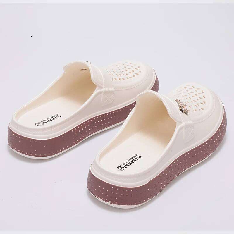 Kidmi Summer New EVA Round Head Clogs Flat Closed-toe Beach Slippers Thick Soles Slides Fitted Women Men