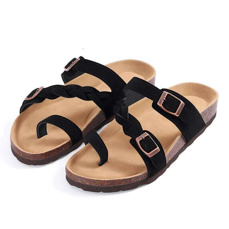 Kidmi Women Summer New Indoor Outdoor Fashion Sandals Casual Versatile Slippers with Adjustable Metal Buckle Lady Slides