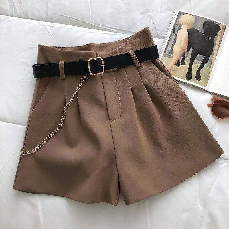 New Casual Comfortable Elegant Wild With Belt Women's Woolen Autumn Winter Slim Wide Leg A-line Shorts XJ260305