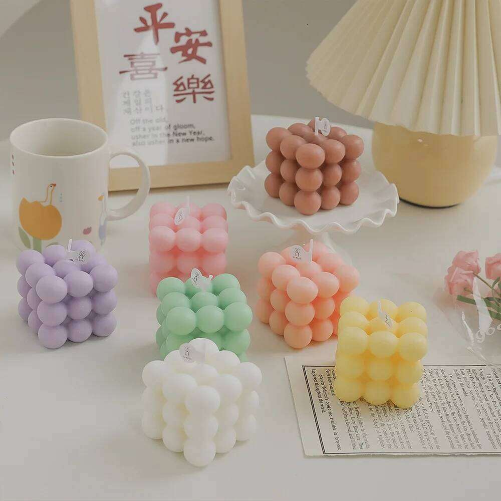 Ins Style Bubble Cube Handmade Scented Soy Wax Candle for Aromatherapy Wedding Birthday Candles Home Party Decoration W260304 W260305