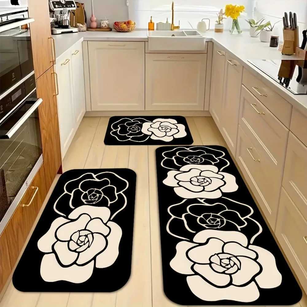 Elegant Camellia Pattern Soft Non-Slip Area Rug for Kitchen Dining Room Bedroom Home DecorT260305