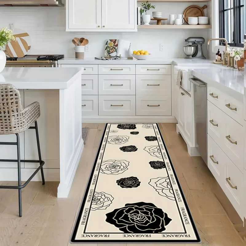 European Floral Runner Rug - Stain-Resistant Non-Slip Hallway Mat for Bedroom Bedside, Kitchen & Home DecorT260305
