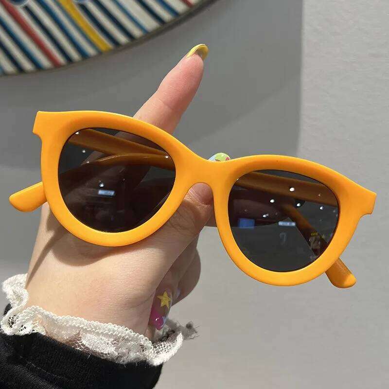 New Cool Colorful Candy colored Sunglasses Children's Oval Shaped Glasses With Small Frames Cute Baby Protection Eyeglasses Z260304