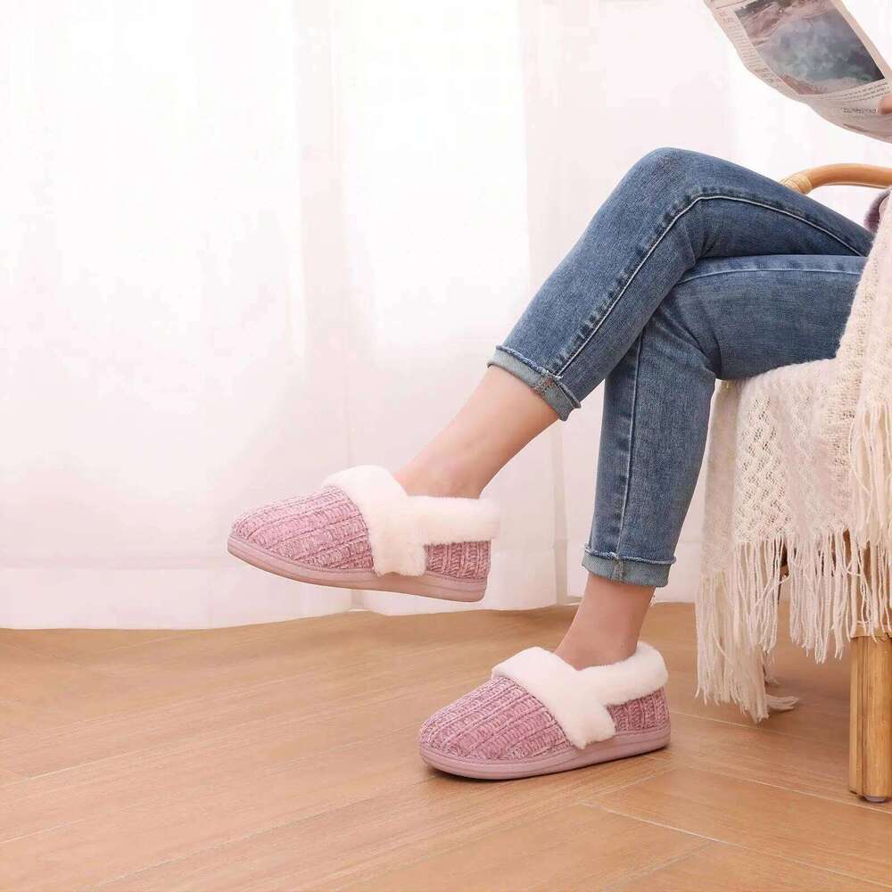 Kidmi Winter Outdoor Warm Plush Indoor Comfortable Soft-soled Non-slip Flat Bottom Cotton Slippers