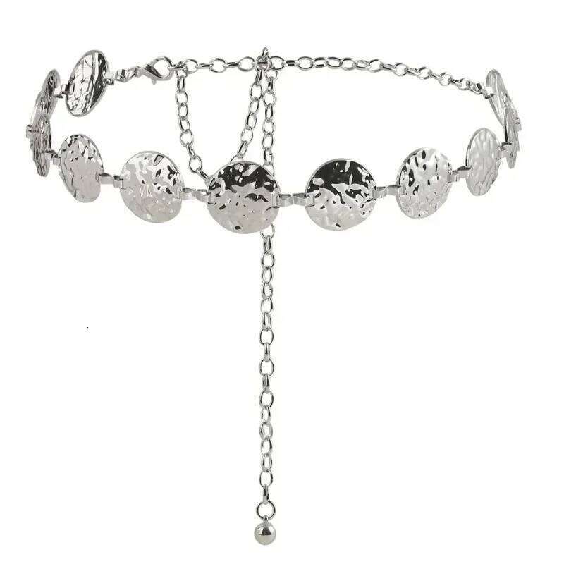 Womens Elegant Ladies Metal Thin Gold Round Irregular Body Chain Sexy Accessory Dress belt Waist Accessories Fashion S260304