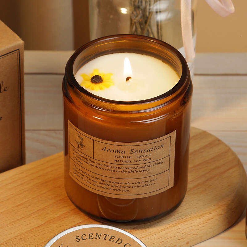 Brown Smokeless Romantic Home Aromatherapy Candle Handmade Soy Fragrance Holiday Gift Cup Wax Rose W260305