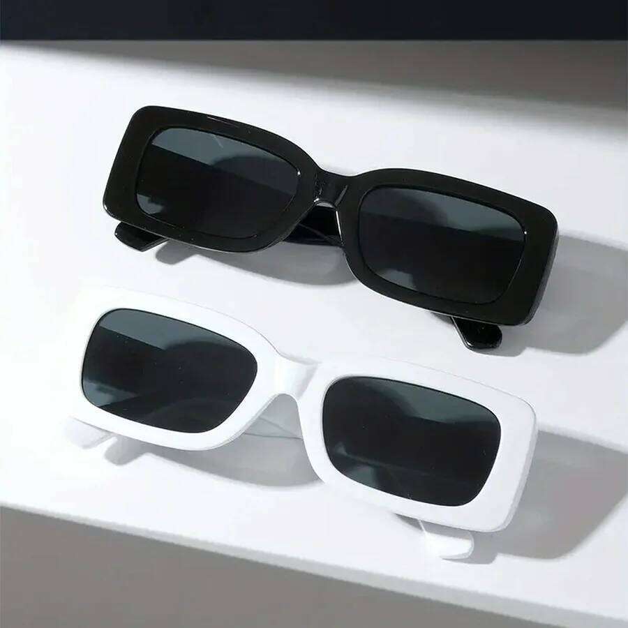 2 Pairs Unisex Trendy Square Sunglasses, Fashion Decorative Glasses For Daily Wear Z260304