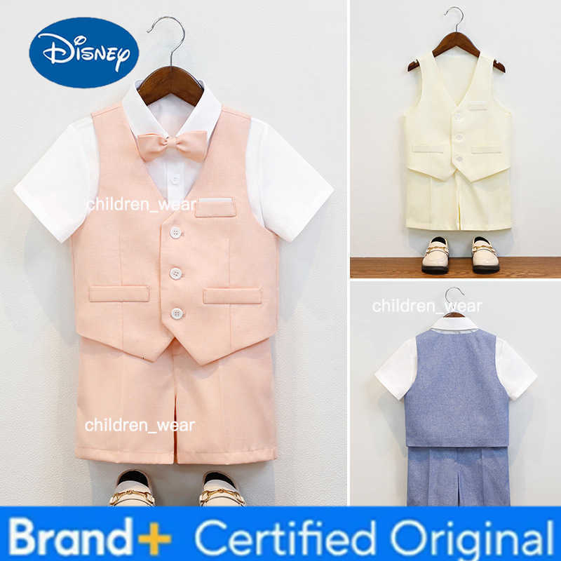 Disney JUCPKID Kids Boys Summer Vest Shorts Suit Formal Candy Color Children Boy Wedding Suit 1-10Y Kids Boys Short Sleeve Elegant Suit H260305