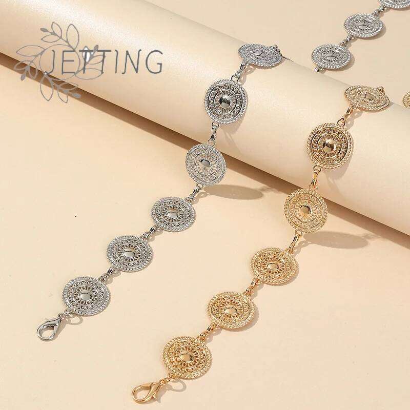 Hot Gold Adjustable Buckle Long Waist Belt Dress Body Chain Fashion For Women Vintage Openwork Metal S260304