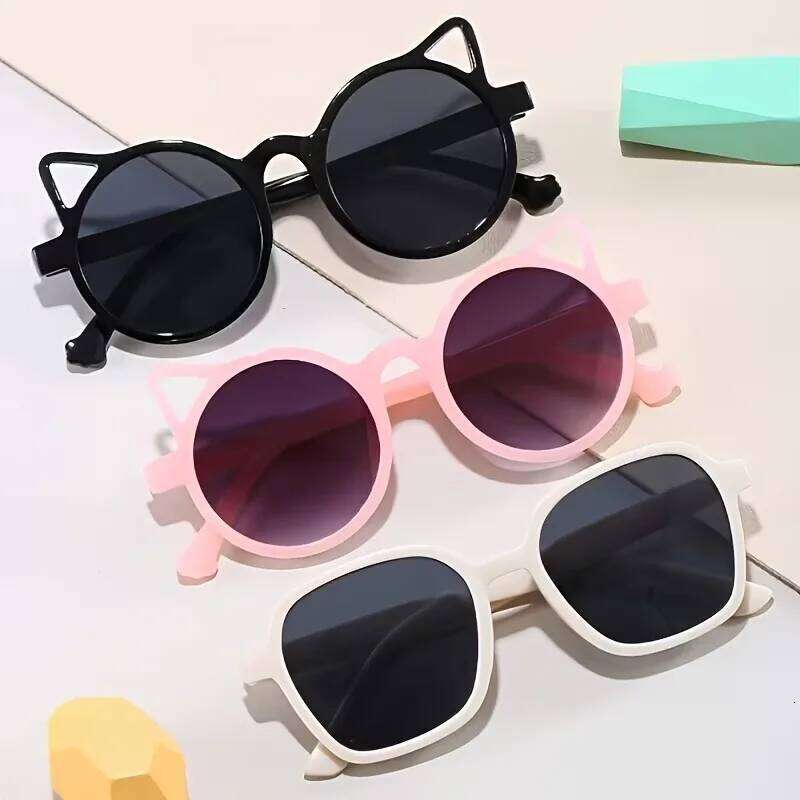 Cute Kitten Ear Cartoon Outdoor Sun Protection Children Sunglasses Classic Kids Eyewear Girls Boys Sunshade Z260305