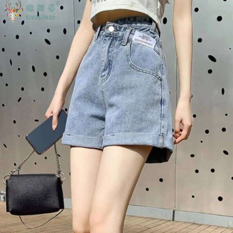 Harajuku Jeans Y2K Women Letter Denim Shorts Casual Wide-leg Hot YoungGirls Fashion Must-have Summer High Waist Pants Slim XJ260305