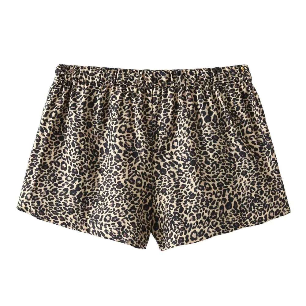 PB&ZA Women's Elastic waist Drawstring Leopard - print Shorts Summer for a Trendy and Comfortable Look XJ260305