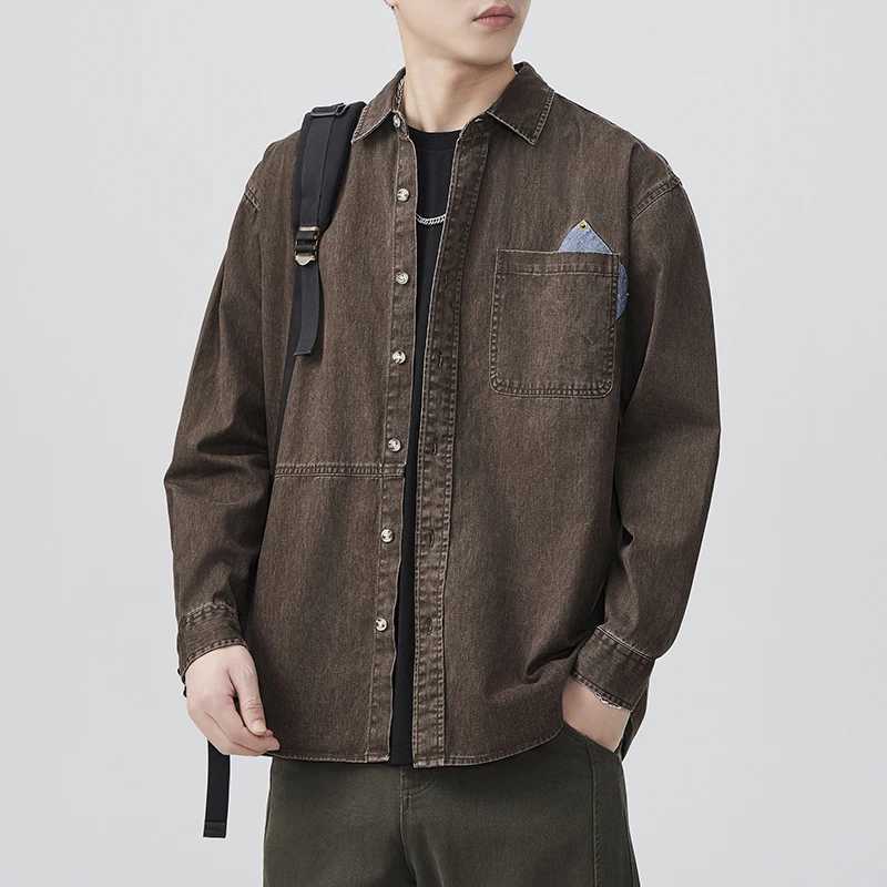 2026 Spring Autumn New Loose Cargo 100 Cotton Long Sleeve Shirt for Men Simple Classic Daily Shirts M260305