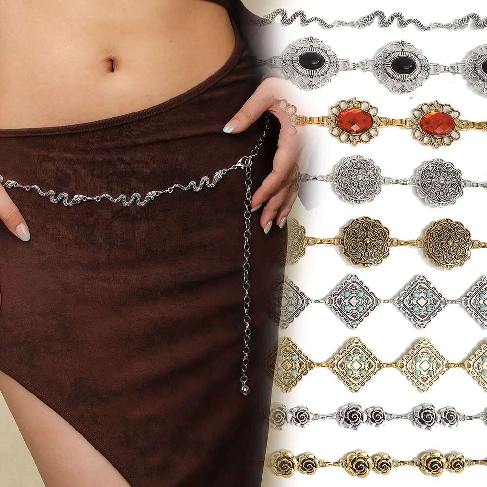 1 Piece Vintage Versatile Metal Waist Chain Fashion Accessory for Dresses And Jeans S260304