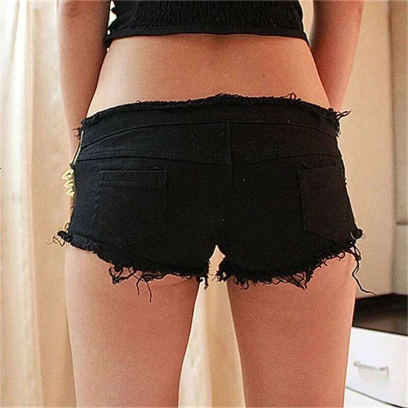 Women Side Zipper Splice Denim Shorts Lace-up Open Crotch Ultra-short Trousers Casual Three Quarter Pants Female Sexy Streetwear XJ260305