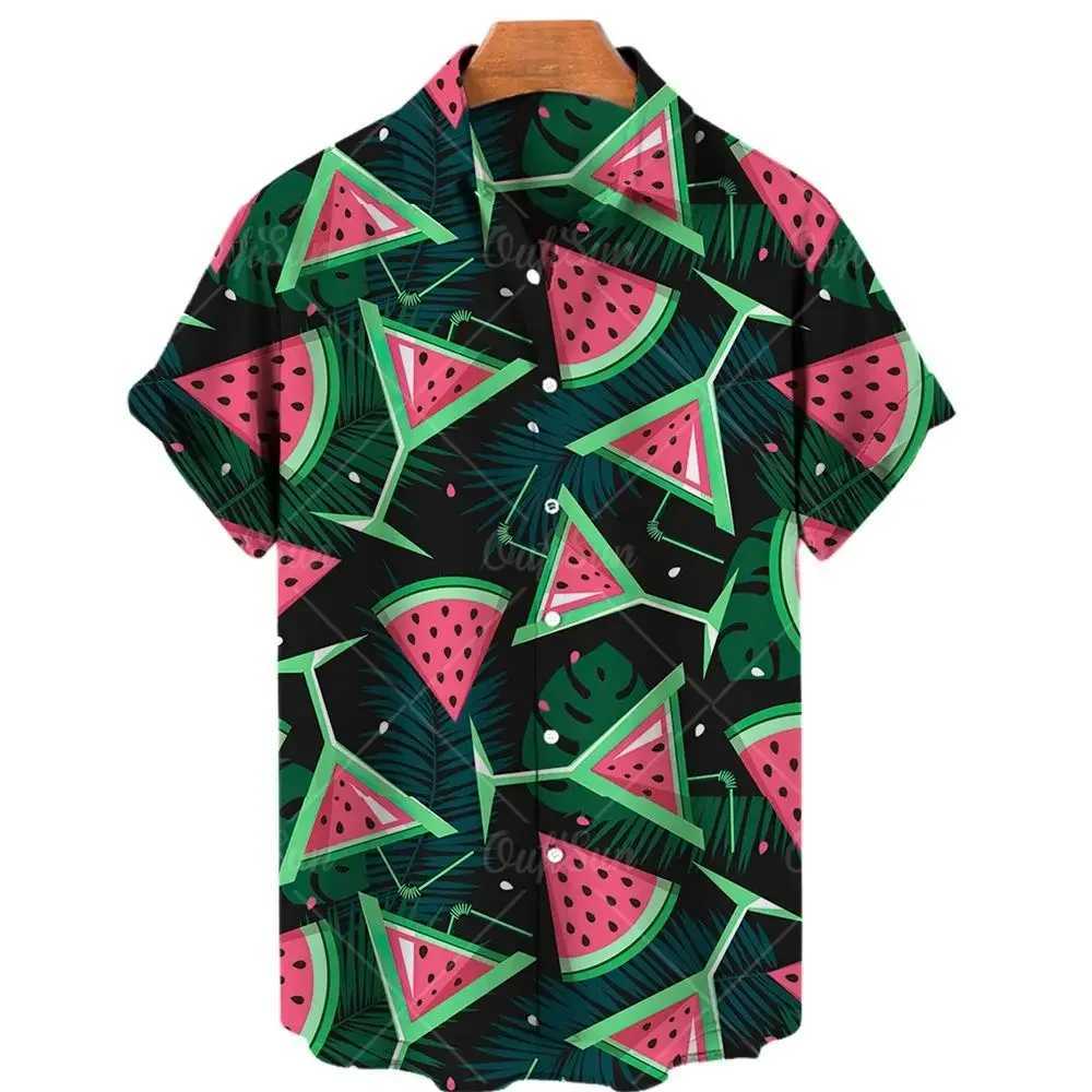 Unisex Hawaiian Shirts 3d Pineapple Watermelon 2022 Fun Summer Mens Shirts Short Sleeves Tops Casual Fashion Loose Shirts M260305