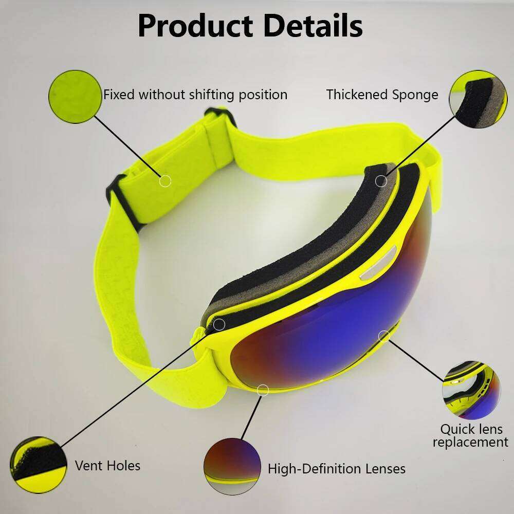 Fashion Kids Ski Goggles HD Lenses Windproof Sandproof Breathable Protective Gear All Day Skiing Snowboarding Snowmobile S260304