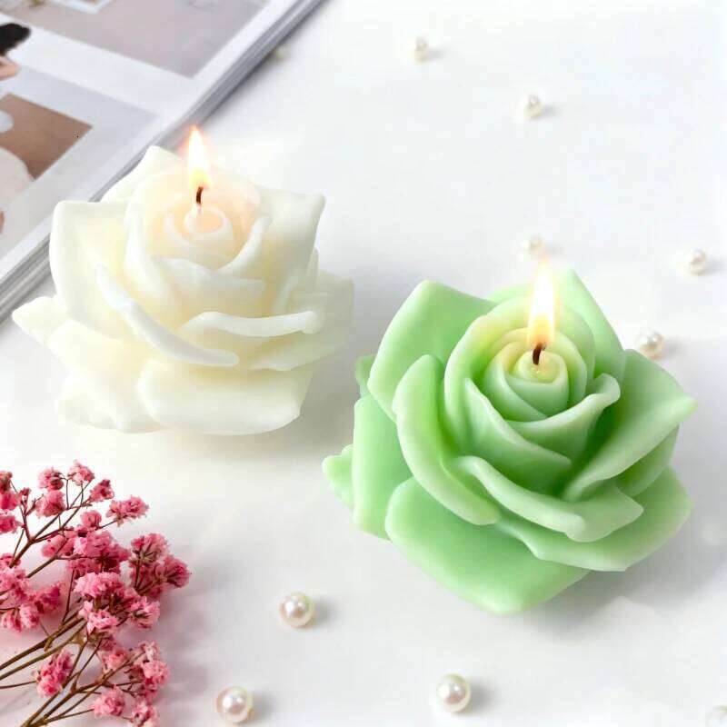 Rose Shaped Soy Wax Candles, Hand Decorated Smokeless, Ideal for Home Decoration, Valentine's Day, Birthdays and Wedding Gifts W260304 W260305